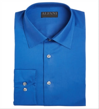 Camisa social masculina Alfani Solid Classic Regular Fit Azul Tamanho 2XL
