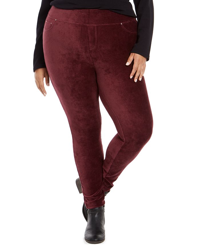Leggings femininas de veludo cotelê plus size estilo &amp; co, roxas, tamanho 0X