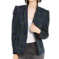 INC Iternational Concepts Jaqueta xadrez feminina com manga bufante, verde, tamanho XS