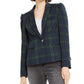INC Iternational Concepts Jaqueta xadrez feminina com manga bufante, verde, tamanho XS