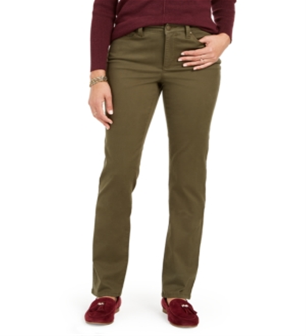 Calça jeans feminina Lexington reta, verde, tamanho 10, da Charter Club