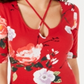 Blusa feminina Guess com estampa floral e listras cruzadas, vermelha, tamanho XS
