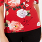 Blusa feminina Guess com estampa floral e listras cruzadas, vermelha, tamanho XS