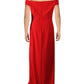 Vestido de festa Saran plissado com ombros de fora, tamanho 12, vermelho, Ralph Lauren, feminino