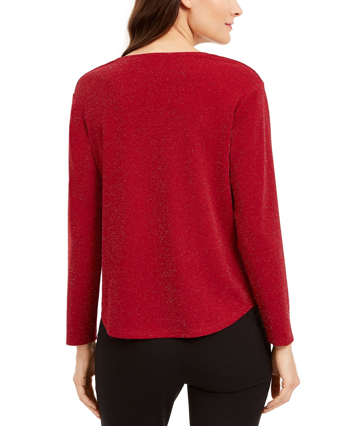 Top metálico com decote redondo feminino Monteau, preto, tamanho 3XL