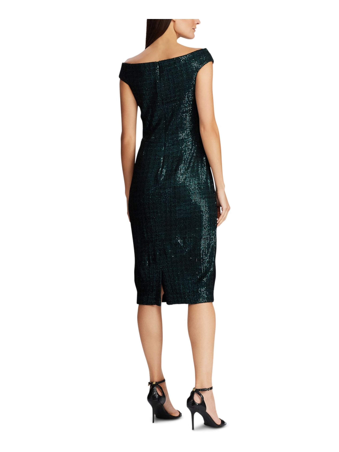Vestido curto com lantejoulas Ralph Lauren feminino, verde, tamanho 14, pequeno