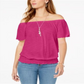 Blusa conversível ombro a ombro estilo &amp; co feminina rosa tamanho médio