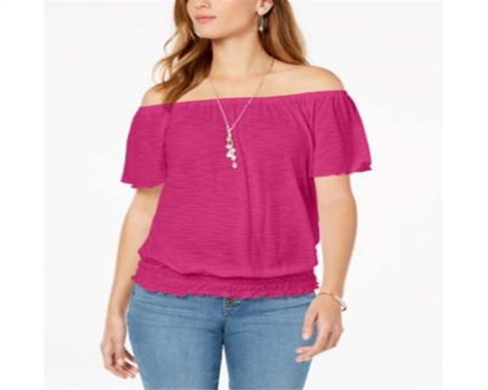 Blusa conversível ombro a ombro estilo &amp; co feminina rosa tamanho médio