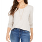 Camisa feminina de manga comprida com decote em V Style &amp; Co - Hammock Heather Brown, tamanho grande