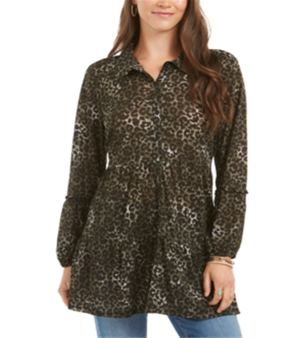 Camisa feminina com estampa floral e gravata estilo &amp; co, verde, tamanho pequeno G
