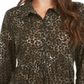 Camisa feminina com estampa floral e gravata estilo &amp; co, verde, tamanho pequeno G