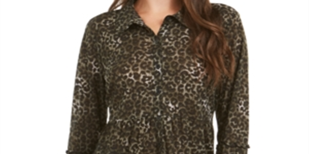 Camisa feminina com estampa floral e gravata estilo &amp; co, verde, tamanho pequeno G