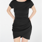 Vestido justo feminino Planet Gold franzido, preto, tamanho XX-S