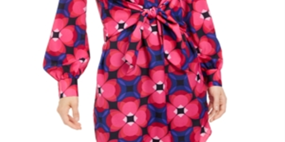 Vestido-camisa feminino Trina Trina com estampa turca e frente torcida, rosa, tamanho extragrande