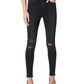 Calça jeans skinny feminina Joe's Jeans Charlie Distressed, preta, tamanho 29