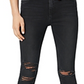 Calça jeans skinny feminina Joe's Jeans Charlie Distressed, preta, tamanho 29