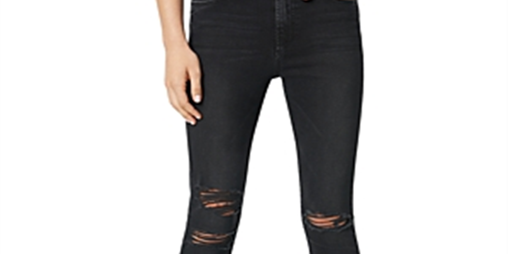 Calça jeans skinny feminina Joe's Jeans Charlie Distressed, preta, tamanho 29