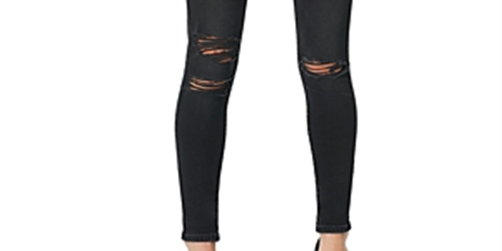 Calça jeans skinny feminina Joe's Jeans Charlie Distressed, preta, tamanho 29
