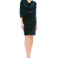 Vestido tubinho de veludo com decote canoa Jessica Howard feminino, verde, tamanho 6, pequeno