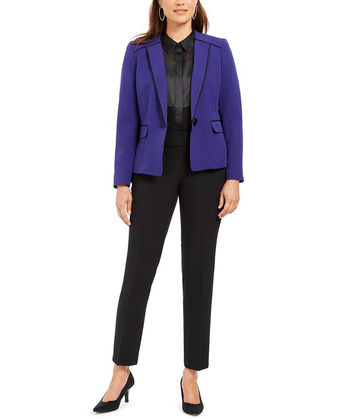 Blazer feminino com botões Le Suit para usar no trabalho, jaqueta roxa, tamanho 14