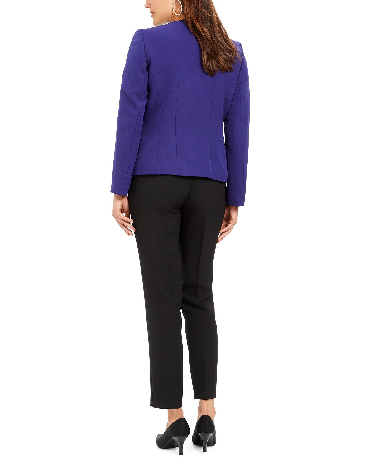 Blazer feminino com botões Le Suit para usar no trabalho, jaqueta roxa, tamanho 14