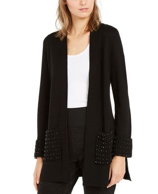 Cardigan Alfani Feminino com Frente Aberta e Enfeites Preto Tamanho P