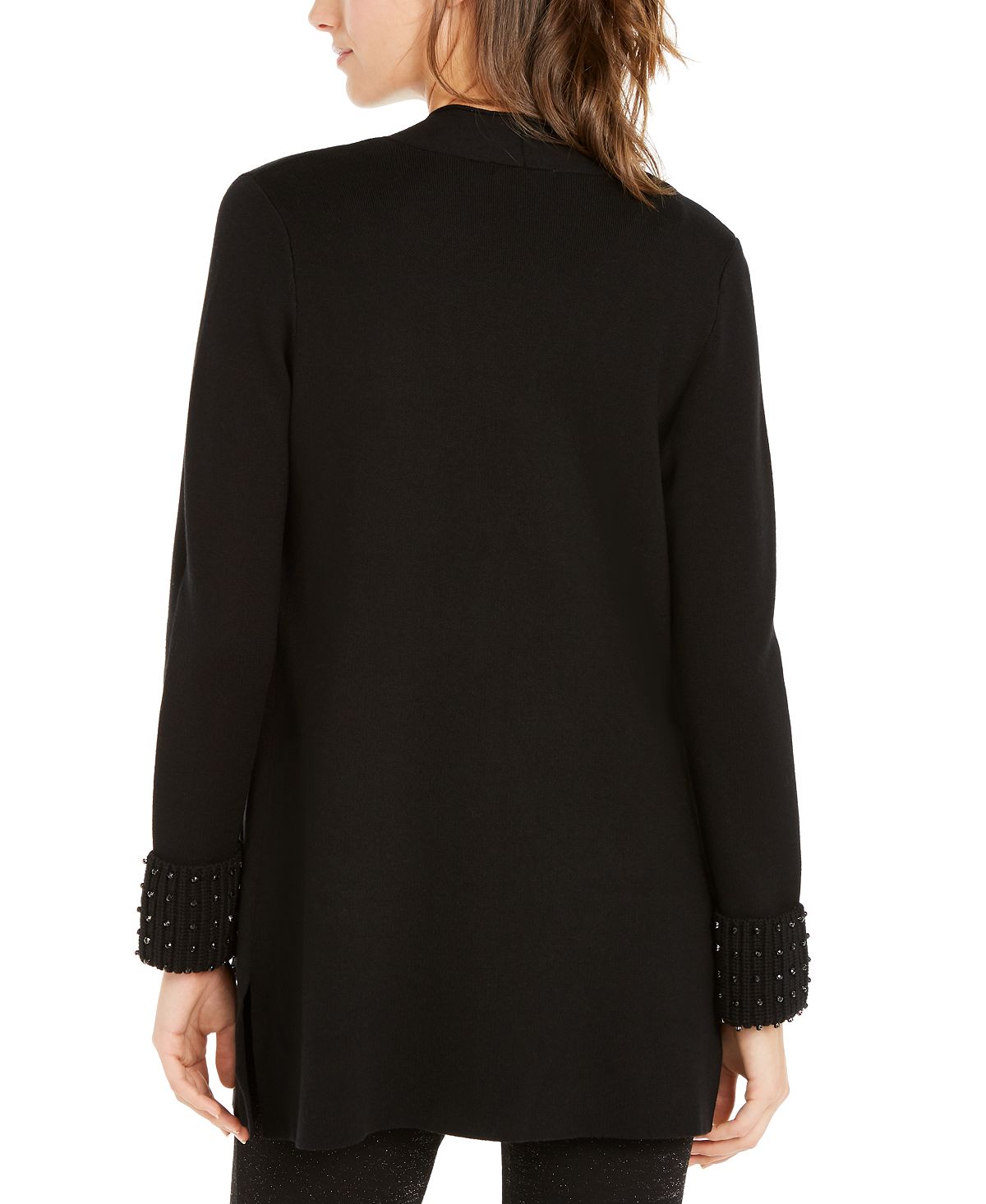 Cardigan Alfani Feminino com Frente Aberta e Enfeites Preto Tamanho P