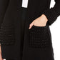 Cardigan Alfani Feminino com Frente Aberta e Enfeites Preto Tamanho P