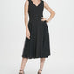 Vestido midi flare com saia de malha DKNY feminino, preto, tamanho 6