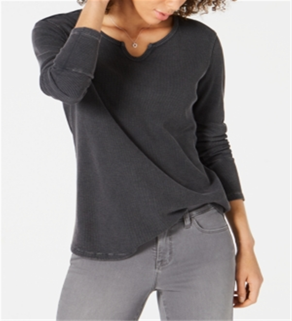 Blusa térmica feminina de algodão estilo &amp; co, cinza, tamanho pequeno L