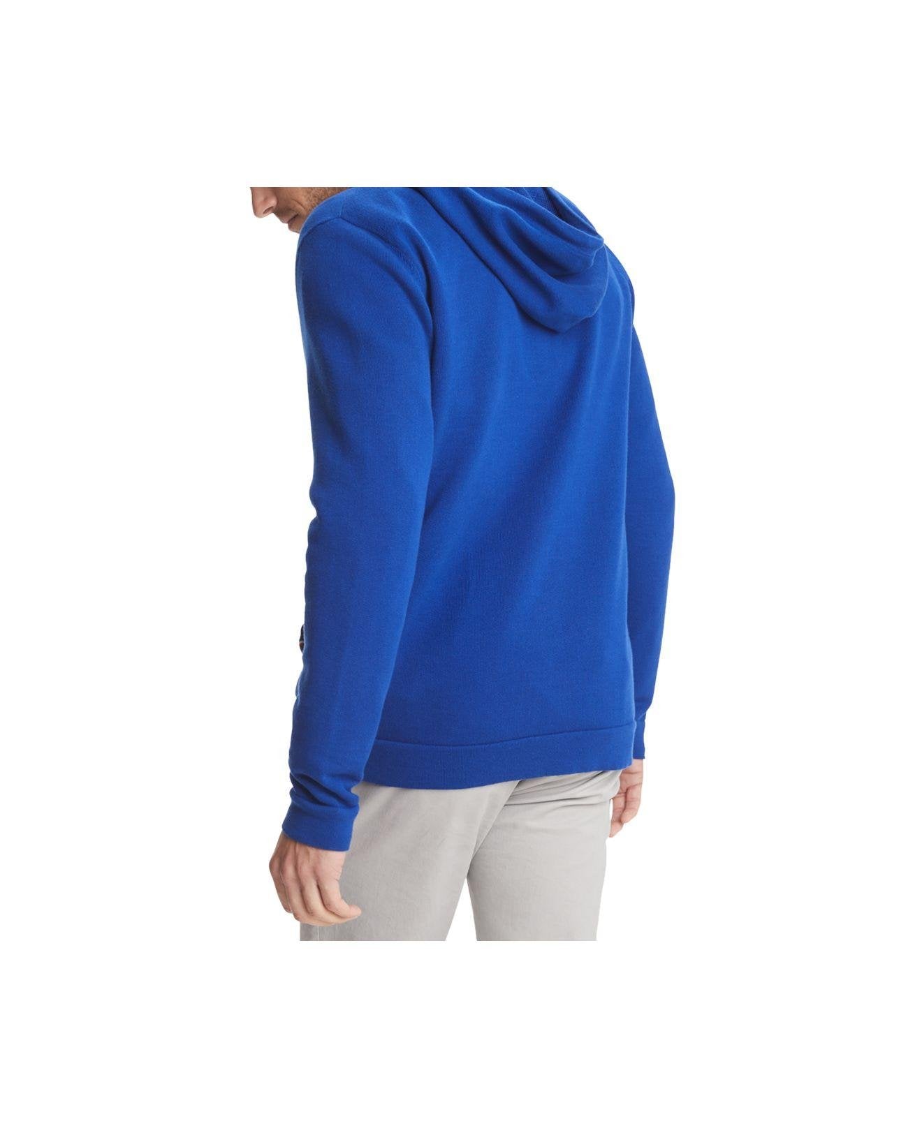 Suéter com capuz e zíper completo Tommy Hilfiger masculino, Blue Depths, tamanho médio