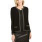 Cardigan feminino de cashmere com acabamento em lurex Charter Club, preto, tamanho extrapequeno