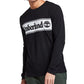 Camiseta masculina Timberland com estampa de logotipo linear e manga comprida, preta, tamanho extragrande