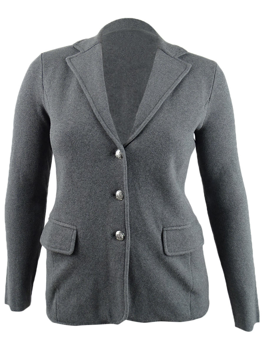 Ralph Lauren Blazer Feminino de Malha de Algodão Cinza Tamanho Pequeno Médio