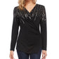 Karen Kane Blusa feminina com estampa de lantejoulas, preta, tamanho extragrande