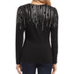 Karen Kane Blusa feminina com estampa de lantejoulas, preta, tamanho extragrande