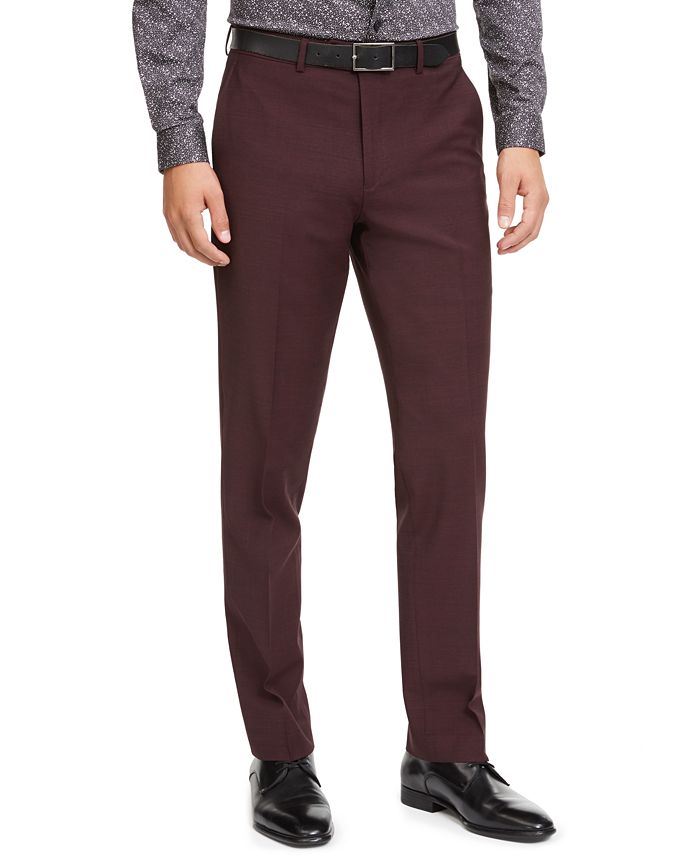 Calça de terno masculina Bar III Slim Fit Active Stretch Solid vermelha tamanho 31x32