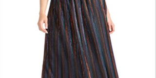 Saia MIDI listrada metálica Rachel Roy Junior, preta, tamanho pequeno