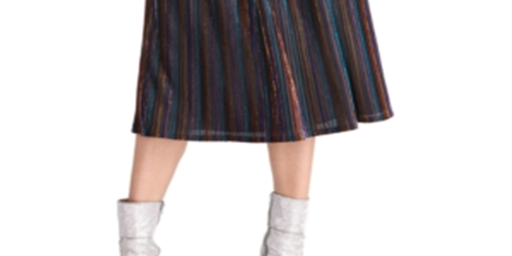 Saia MIDI listrada metálica Rachel Roy Junior, preta, tamanho pequeno