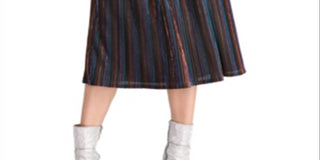 Saia MIDI listrada metálica Rachel Roy Junior, preta, tamanho pequeno