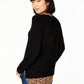 Suéter feminino Charter Club Pure Cashmere com estampa de chita e camadas, preto, tamanho grande