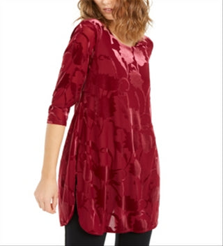 Blusa feminina Alfani com manga dolman, vermelha, tamanho médio