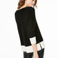Suéter de cashmere canelado com blocos de cores feminino Charter Club, preto, tamanho extragrande