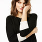 Suéter de cashmere canelado com blocos de cores feminino Charter Club, preto, tamanho extragrande