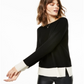 Suéter de cashmere canelado com blocos de cores feminino Charter Club, preto, tamanho extragrande