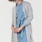 Cardigan feminino de cashmere puro Charter Club, tamanho pequeno, prateado