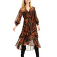 Vestido envelope feminino Bar III com estampa animal e babados, laranja, tamanho X-S