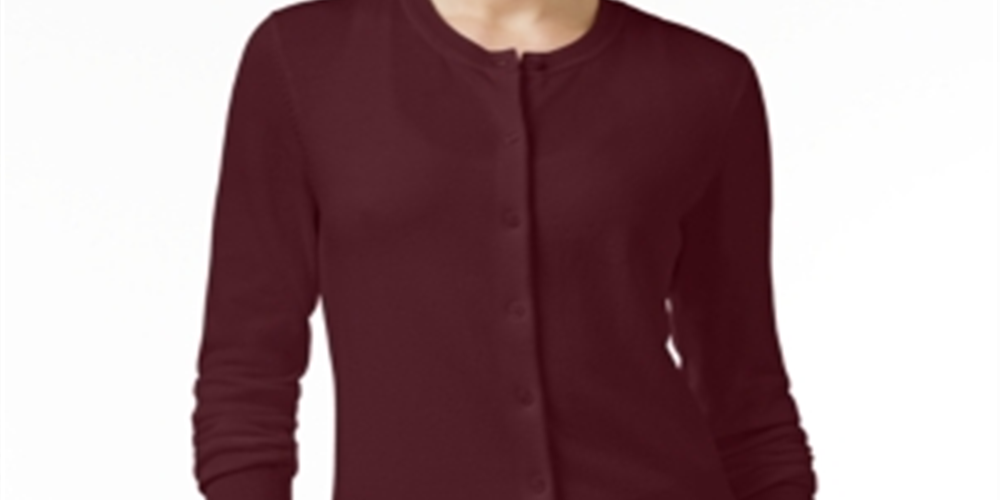 Karen Scott Cardigan Feminino Gola Redonda Tamanho Pequeno Vermelho