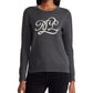 Suéter Ralph Lauren Feminino com Estampa de Logo e Manga Longa, Gola Joia, Cinza, Tamanho Grande