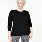 Suéter de cashmere com gola redonda plus size Charter Club, preto, tamanho 2XL